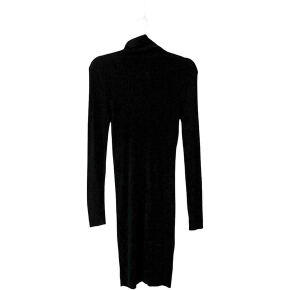 NWT American Eagle Black RIbbed Turtleneck Long-Sleeve Mini Dress sZ M - Picture 2 of 7